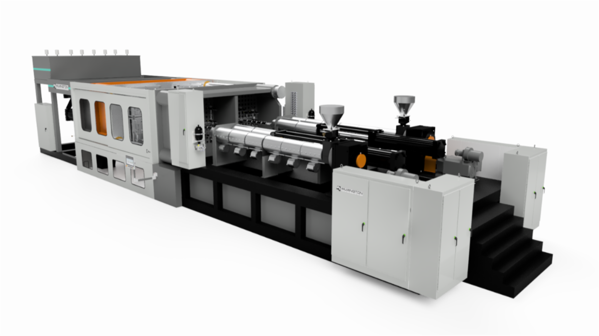 The Wilmington 2400HE injection molding machine makes large parts using gas-assist technology.