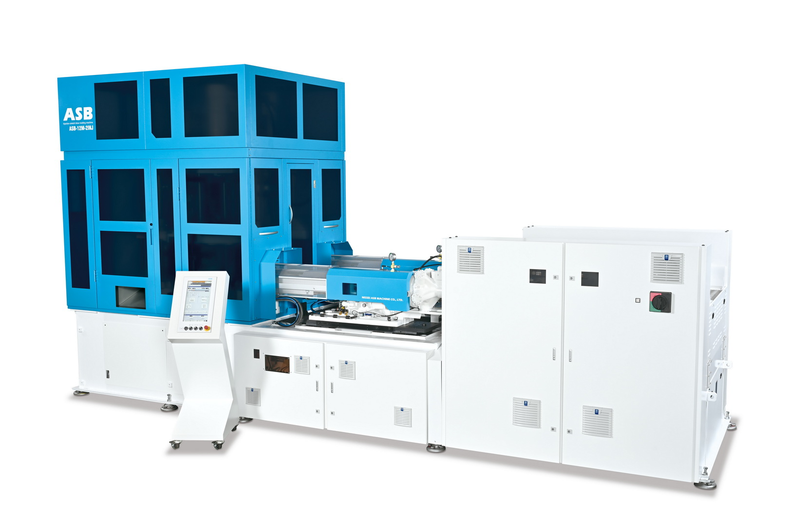 A Nissei ASB-12M-2INJ one-step double layer injection stretch blow molder.