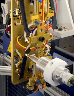 Enercon's blown-ion plasma treater prepares a part for application of tape. Enercon's blown-ion plasma treater prepares a part for application of tape.