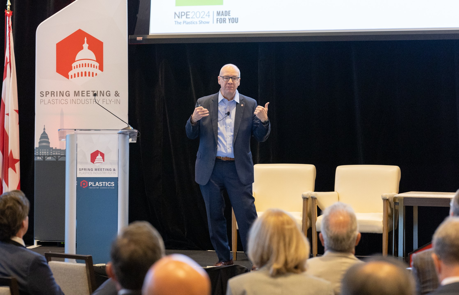 PLASTICS COO Glenn Anderson speaks at the annual Spring Meeting & Plastics Industry Fly-In in Washington.