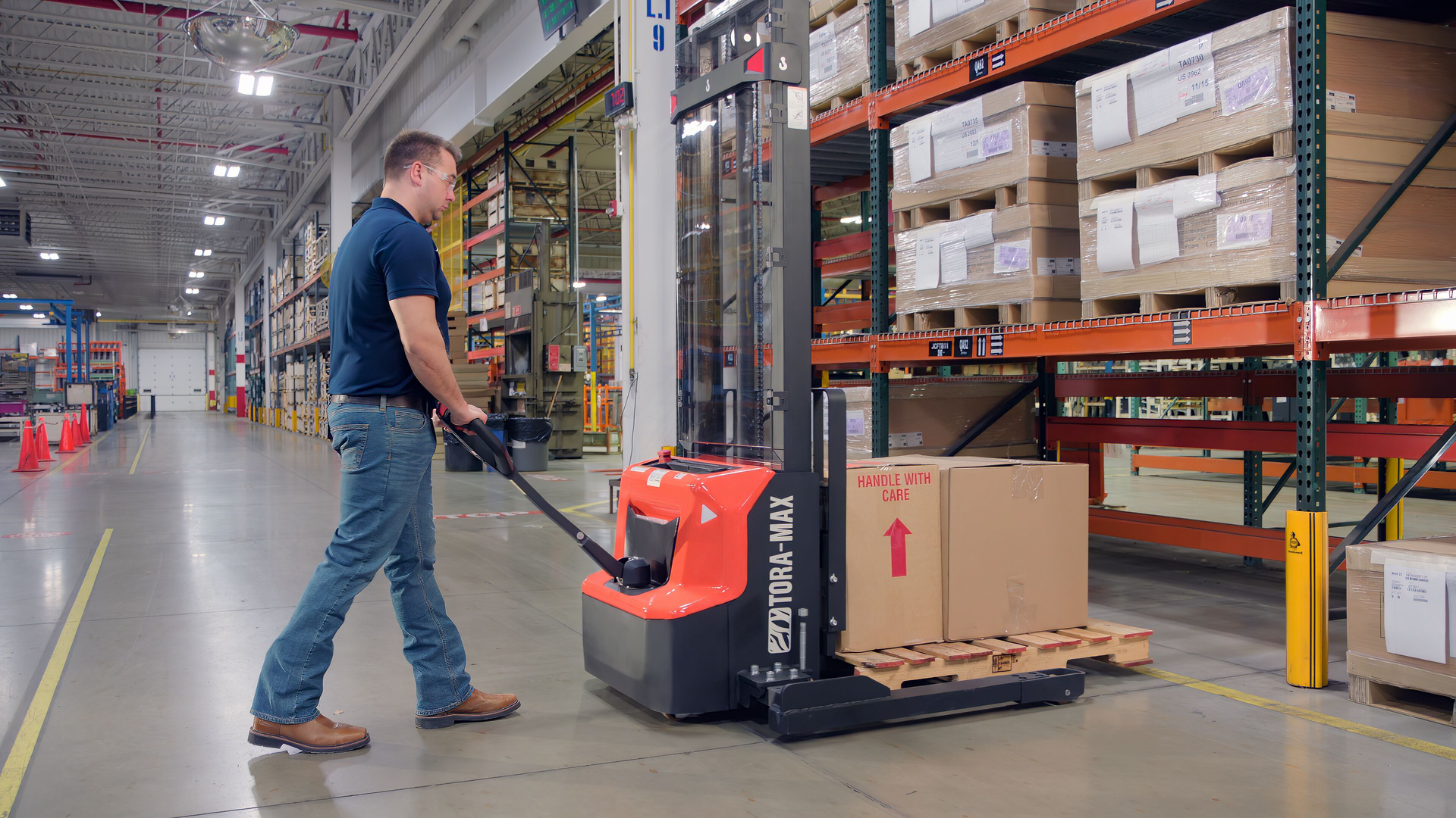 Toyota Material Handling&rsquo;s Tora-Max brand for light- to medium-duty applications includes its new electric walkie stacker, which offers easy handling and maneuverability, especially in constrained spaces.