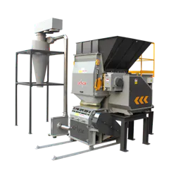 The Genox GCV series combines a shredder with a granulator. The Genox GCV series combines a shredder with a granulator.