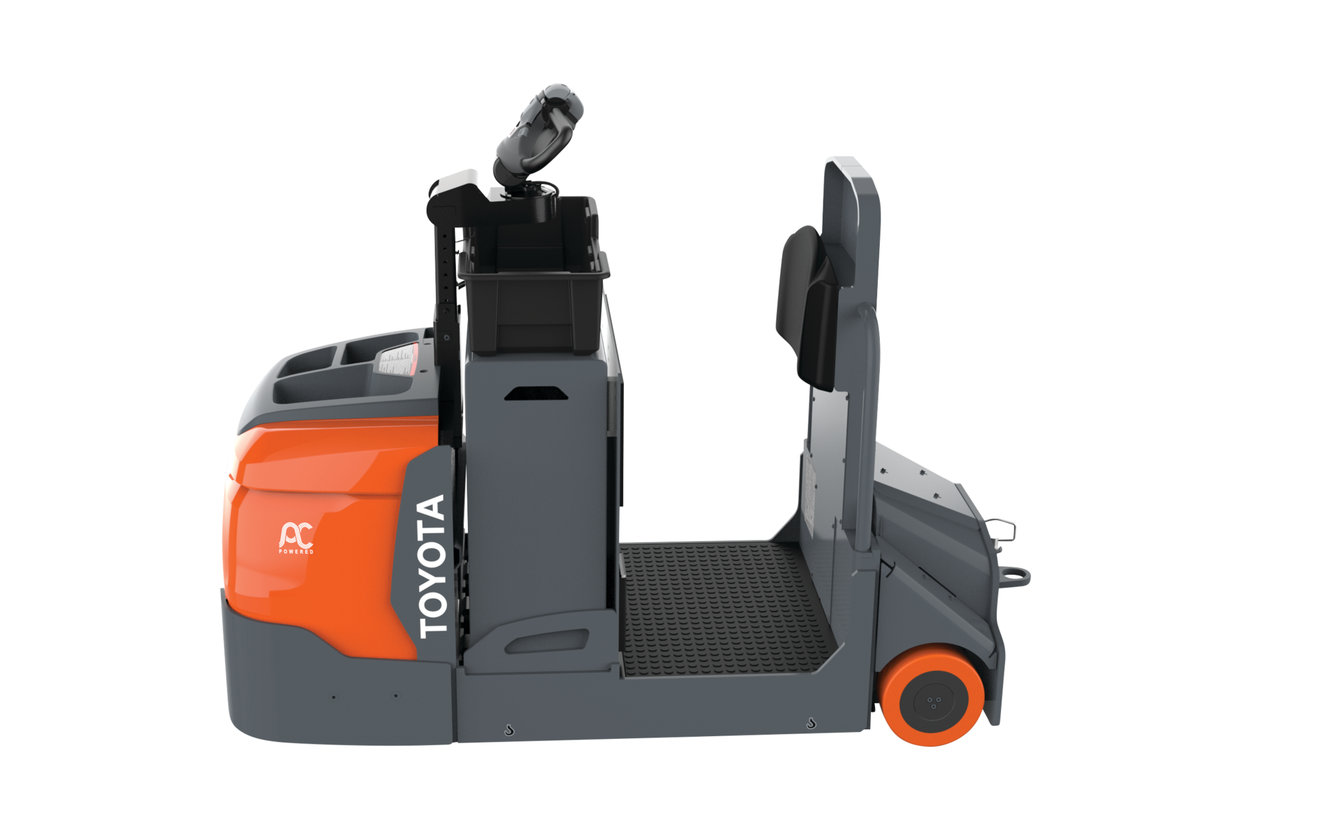 Toyota Material Handling's industrial tow tractor introduces a range of features that improve ergonomics, including a multifunction control handle with dual thumbwheels, standard power steering and a sensor that indicates the proper place for the operator to stand for maximum comfort.