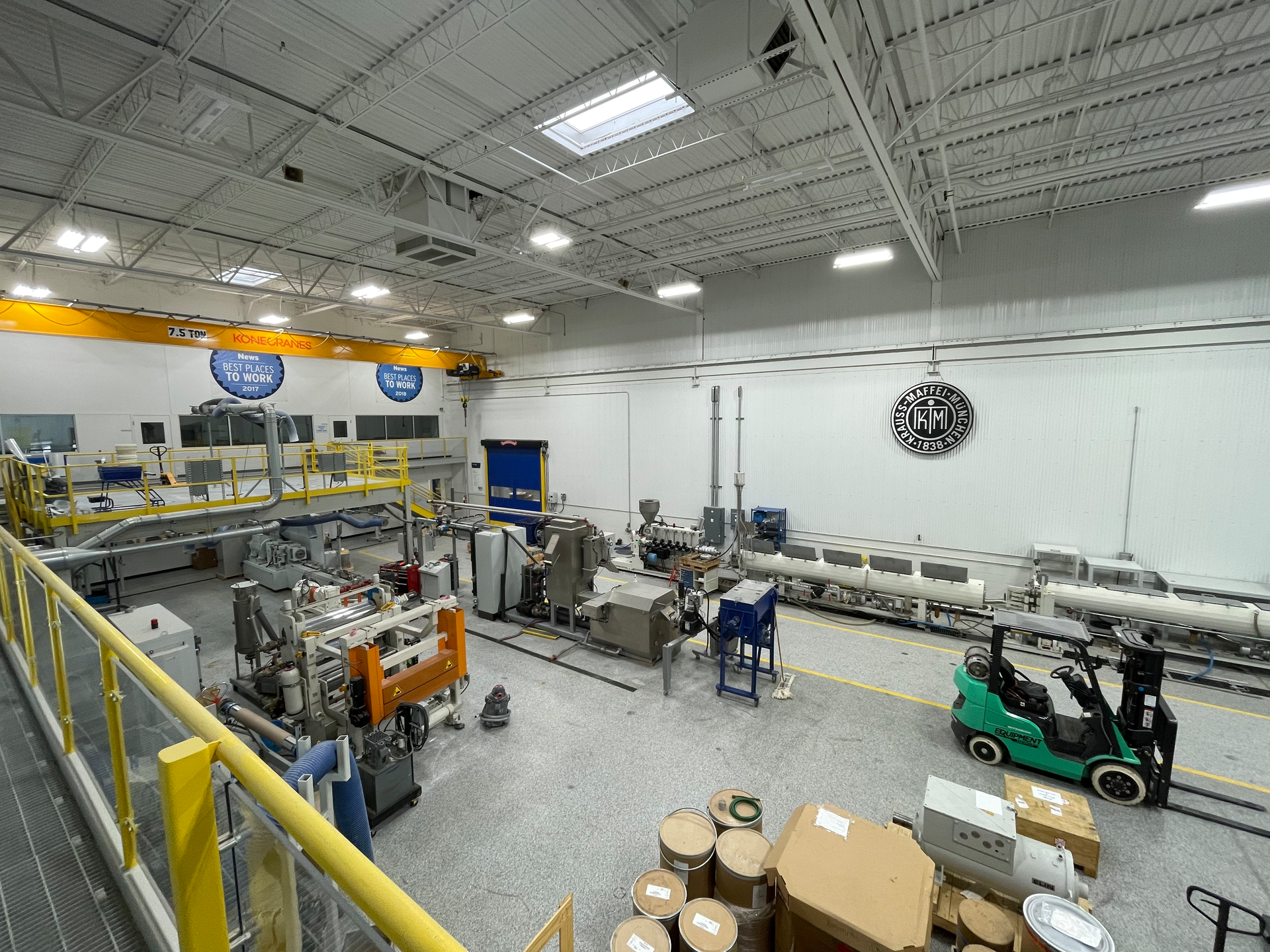 KraussMaffei's extrusion lab makes up about a quarter of its Innovation Center at its U.S. facility in Florence, Ky. Over the years, the company has welcomed numerous students participating in co-op and apprenticeship programs.