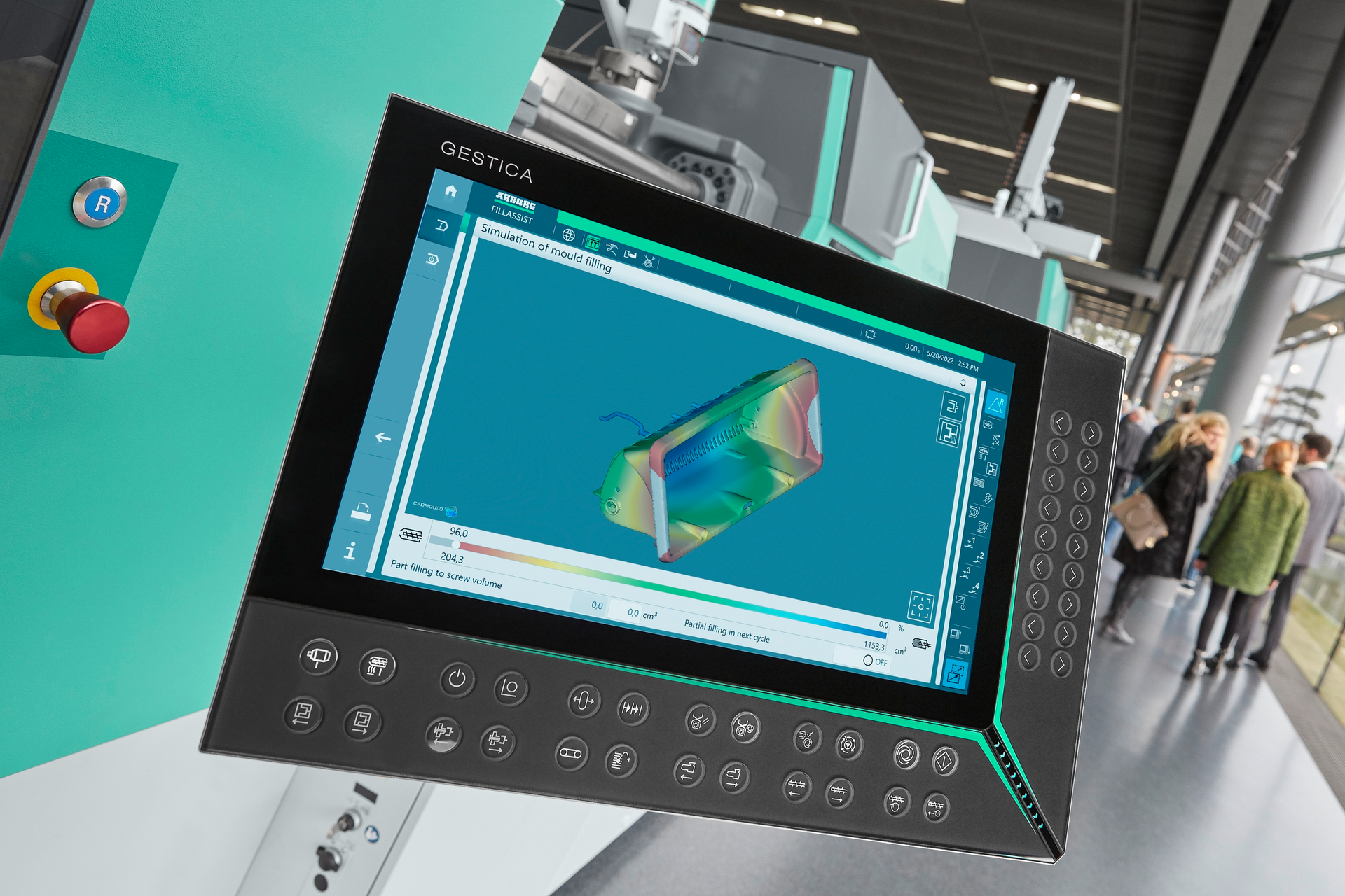 Arburg's Gestica machine control system incorporates technology such as aXw Control FillAssist.