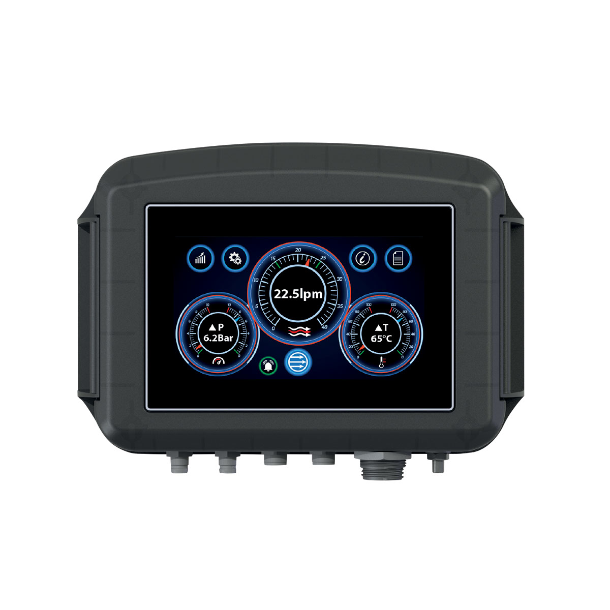 Mouldpro's Flosense measures differences in input and output temperatures and pressures, and provides real-time alerts about process stability and potential issues.