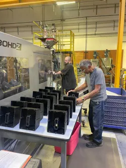 A materials-handling system planned by Conair has helped Pittsfield Plastics Engineering better use its space, while ensuring the right resins are being used and kept free from contamination and moisture. A materials-handling system planned by Conair has helped Pittsfield Plastics Engineering better use its space, while ensuring the right resins are being used and kept free from contamination and moisture.