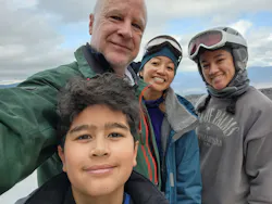 RapidPurge President and CEO Joe Serell pauses with his family -- wife Jane, daughter Samantha and son Tobias -- for a selfie during one of the family's regular ski weekends. RapidPurge President and CEO Joe Serell pauses with his family -- wife Jane, daughter Samantha and son Tobias -- for a selfie during one of the family's regular ski weekends.