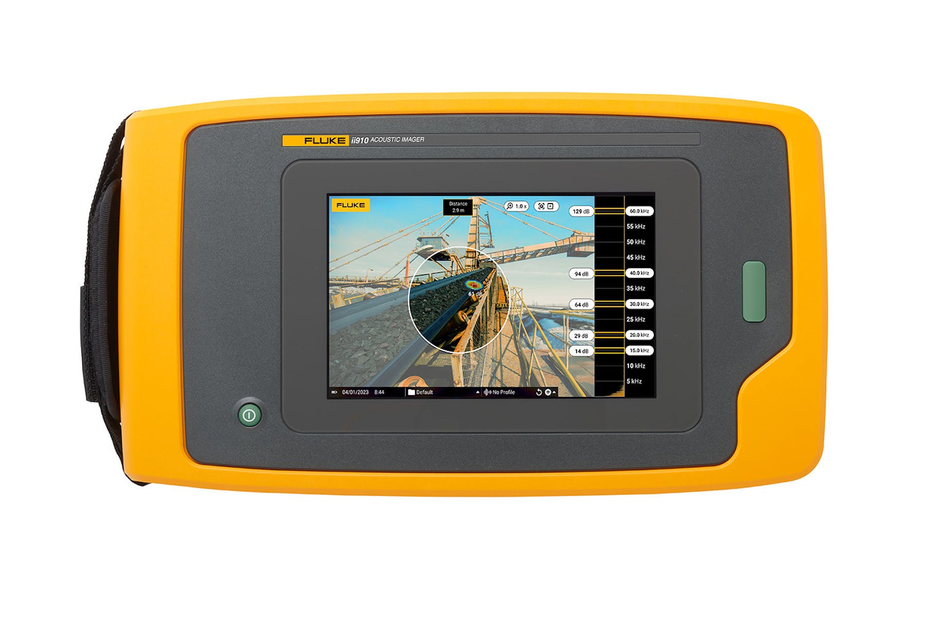 The Fluke ii910 Precision Acoustic Imager's MecQ Mode lets users filter and track sounds to determine the exact location of potential problems.