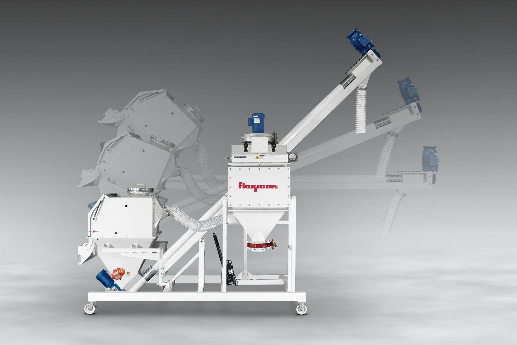 This Flexicon mobile conveyor system is stable, easy to clean and includes a side-mounted dust collector.
