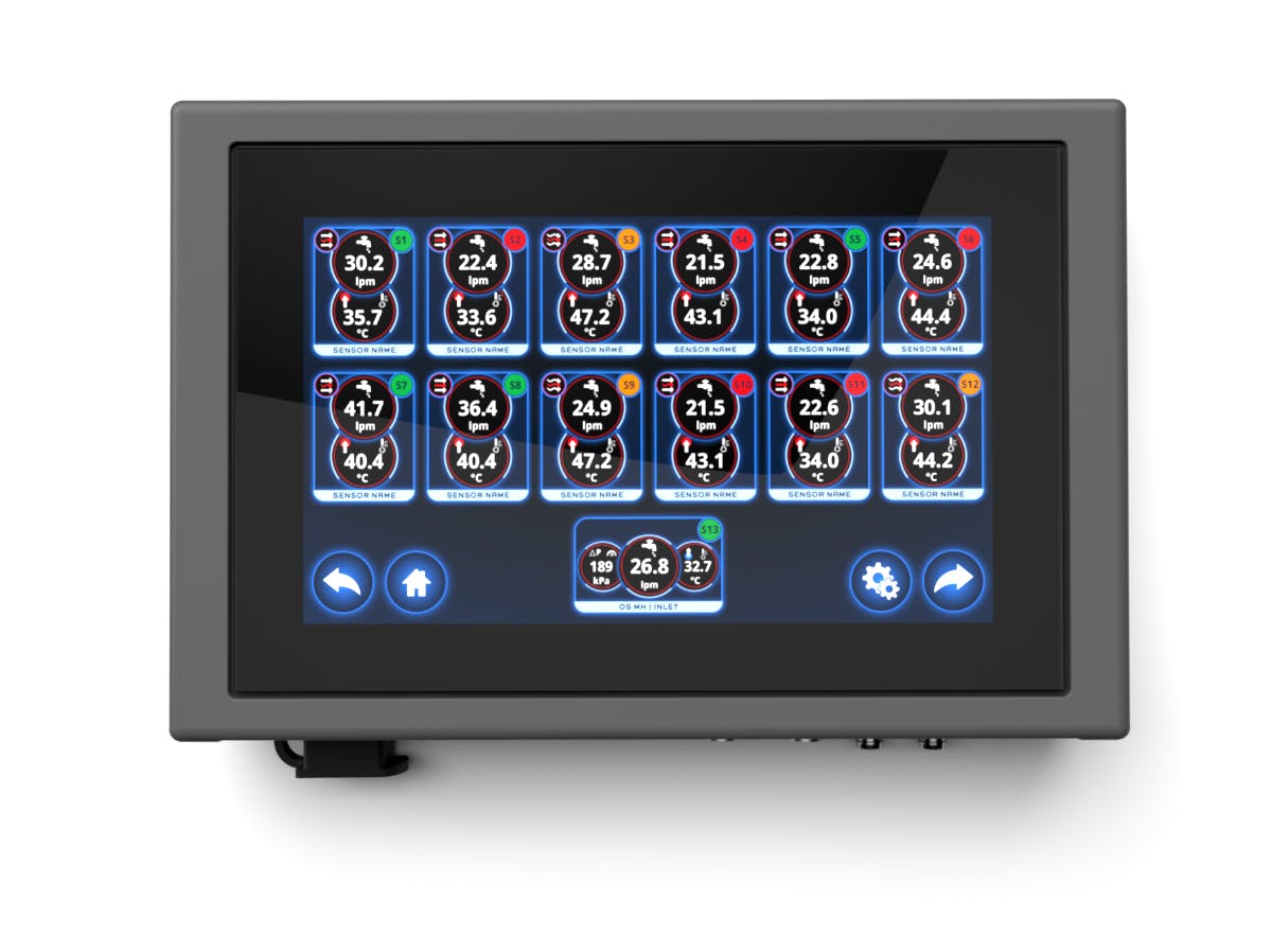 Flosense iQ monitors the temperature and flow rate in each circuit, calculates demand for cooling water and communicates with the TCU so it can adjust to the demand.