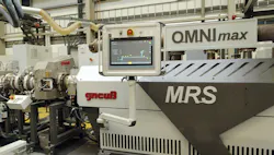 A new control system links all components of Gneuss turnkey recycling lines, such as this OmniMax. A new control system links all components of Gneuss turnkey recycling lines, such as this OmniMax.