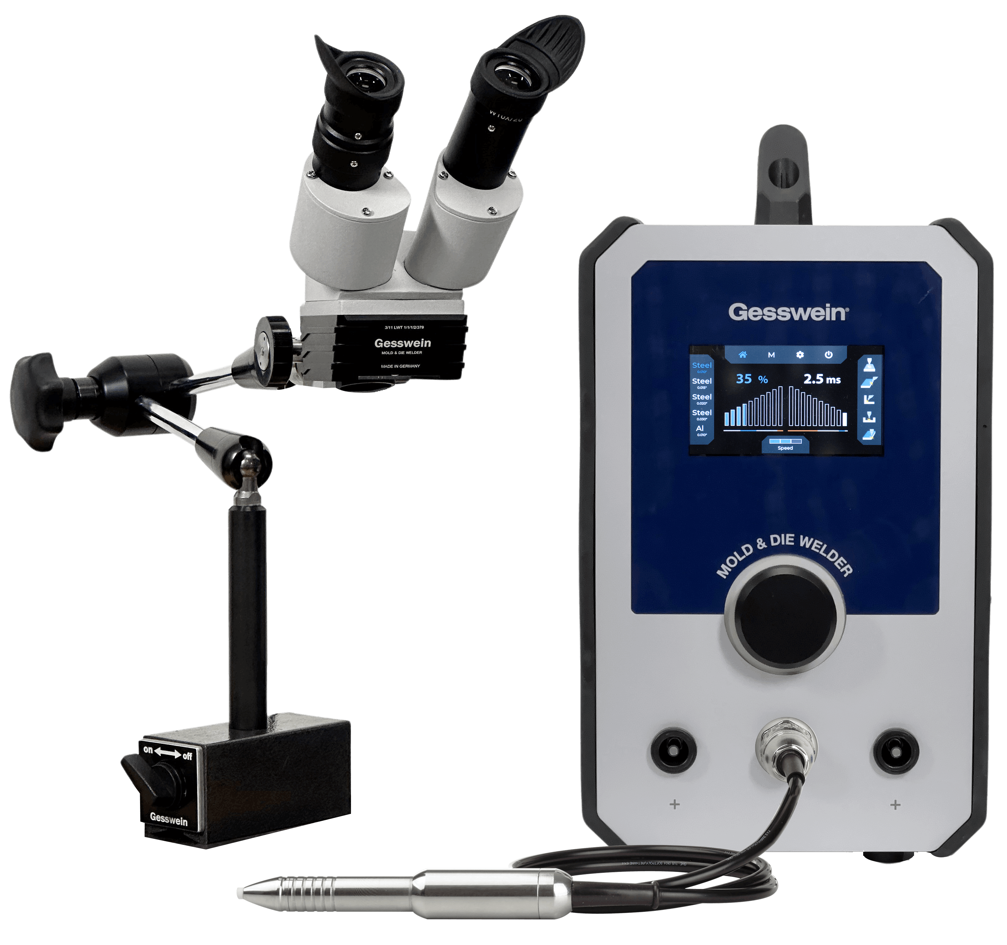 Gesswein's Micro Tig Welder U6 - 110V can be used to repair parting lines, mold seams, three-point corners and edges.