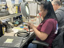 Workers assemble wiring for robots at Wittmann USA in Torrington, Conn. Workers assemble wiring for robots at Wittmann USA in Torrington, Conn.