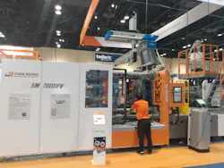 Chen Hsong's machines at NPE — SM700-TP, SPARK EH100, and JM208-MK6 PRO — sported new controls.. Chen Hsong's machines at NPE — SM700-TP, SPARK EH100, and JM208-MK6 PRO — sported new controls..