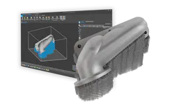 Materialise's e-Stage for Metal+ generates its own supports. Materialise's e-Stage for Metal+ generates its own supports.