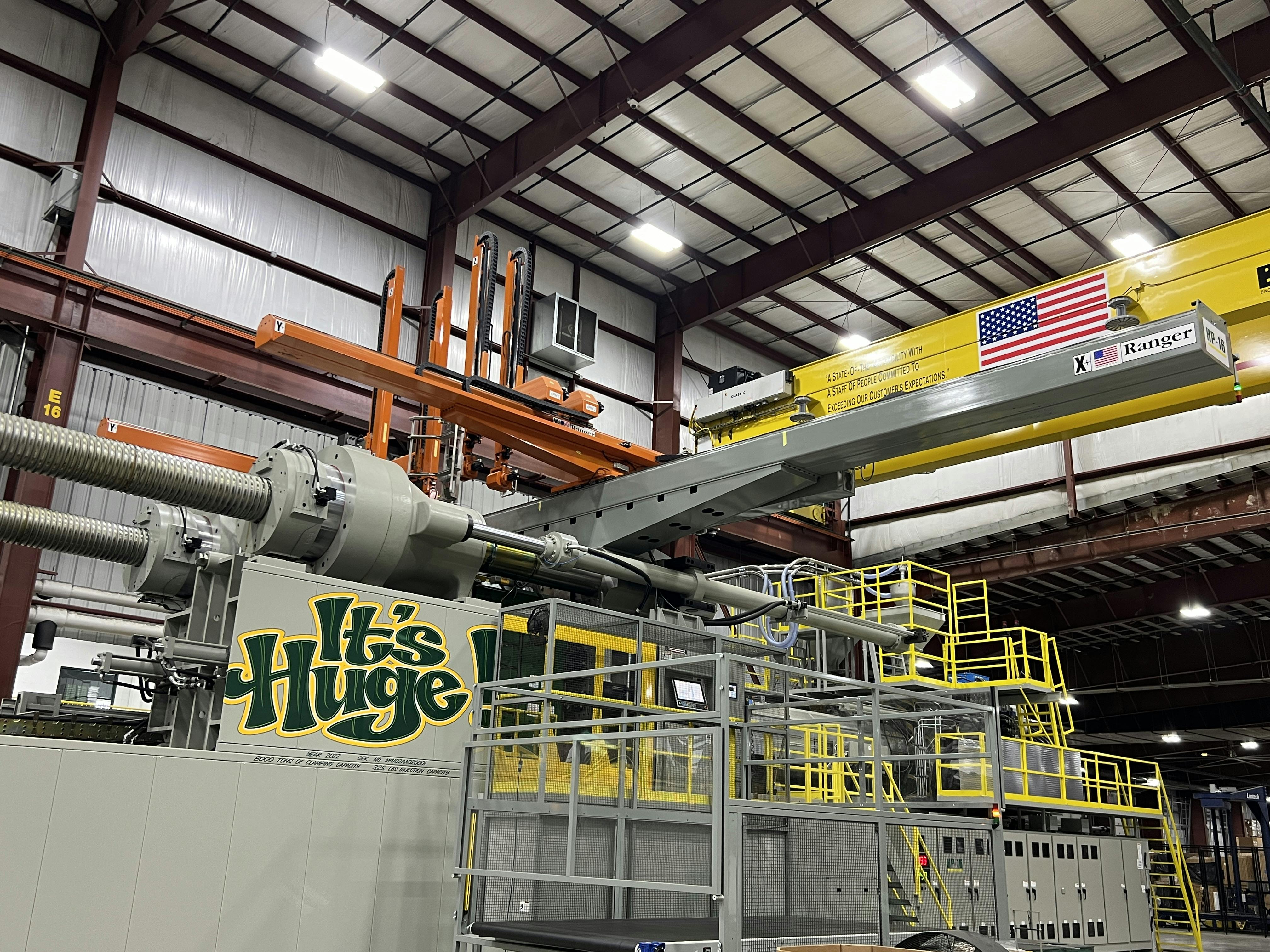 Ranger Automation Systems' RT-8000-S18 was built to tend an 8,000-ton MIlacron IMM.