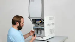 A worker works with Evosys' EvEvoWeld Mini. Though designed for smaller quantities and laboratory use, the welding system has some of the features of larger Evosys systems, so tasks easily scale up. A worker works with Evosys' EvEvoWeld Mini. Though designed for smaller quantities and laboratory use, the welding system has some of the features of larger Evosys systems, so tasks easily scale up.