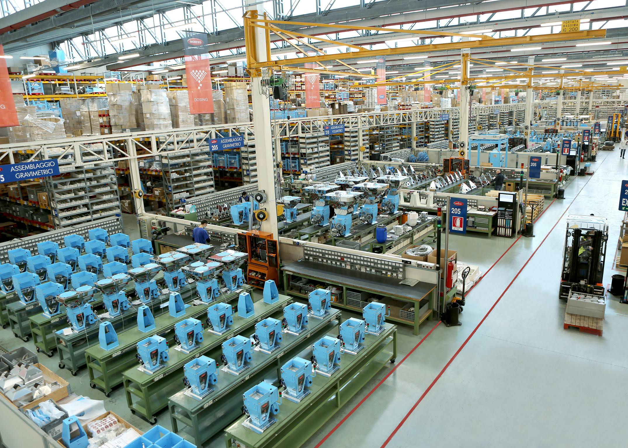 The production floor for Moretto auxiliaries in Massanzago, Italy.