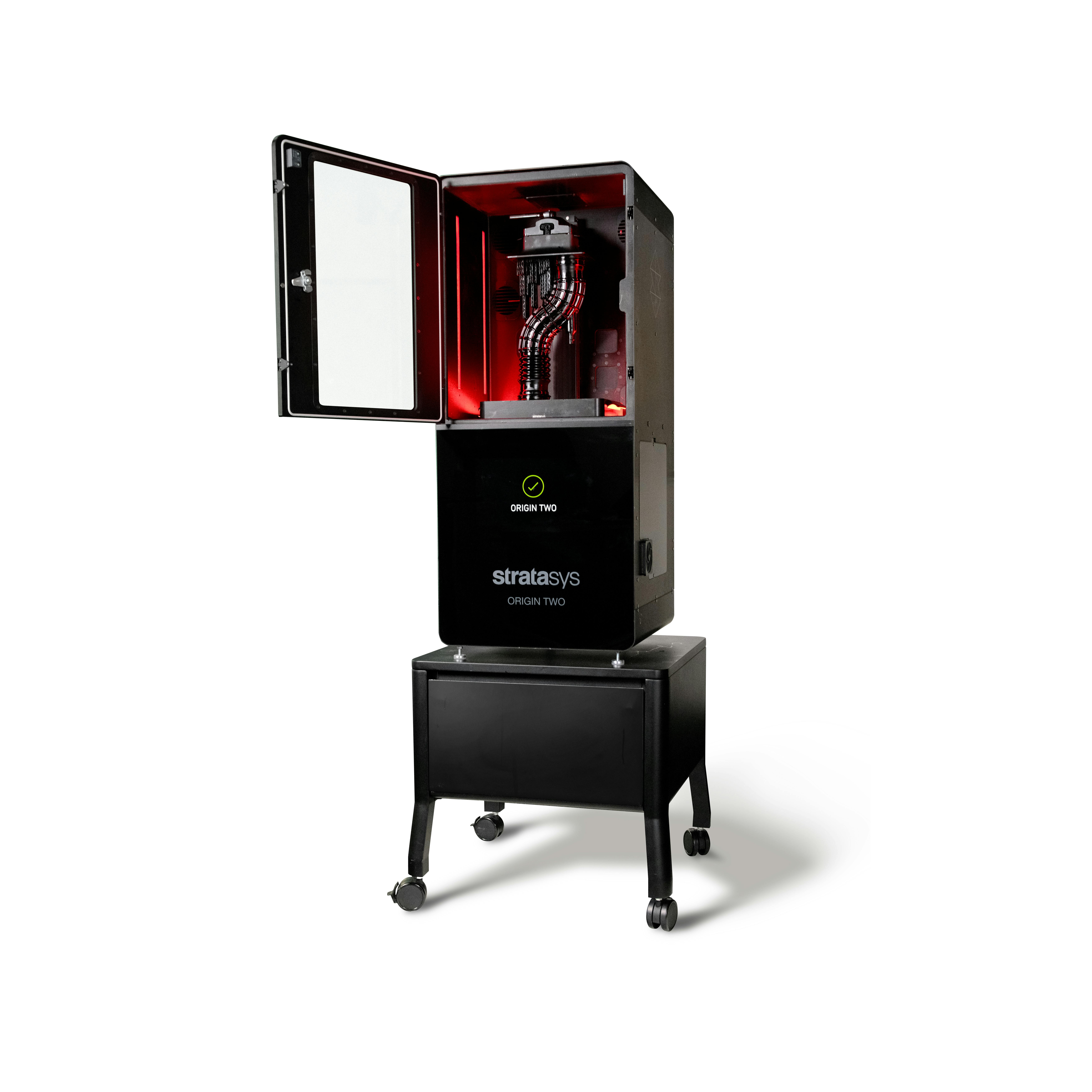 The Stratasys Origin Two 3D printer is shown.