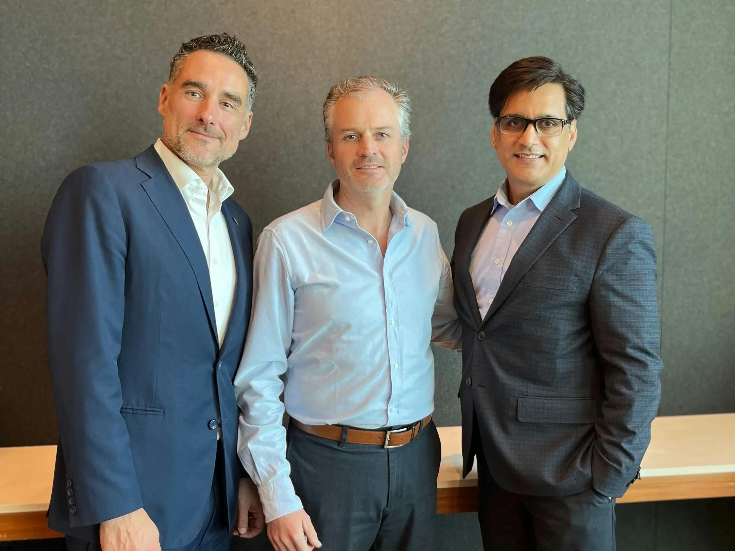 From left, Renzo Davatz, CEO of Netstal); Jos&eacute; Lelo de Larrea, managing director, Netstal Mexico; and Nadeem Amin, president, Netstal Americas.