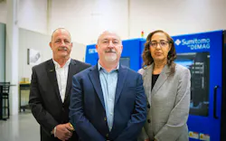 From left, Executive VP and COO John F. Martich III, President Liam Burns and Corporate Controller and Compliance Officer Beth Belay of Sumitomo (SHI) Demag. From left, Executive VP and COO John F. Martich III, President Liam Burns and Corporate Controller and Compliance Officer Beth Belay of Sumitomo (SHI) Demag.