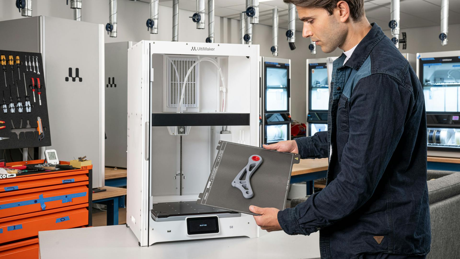 The UltiMaker S8 is faster and provides more processing power than the S7.