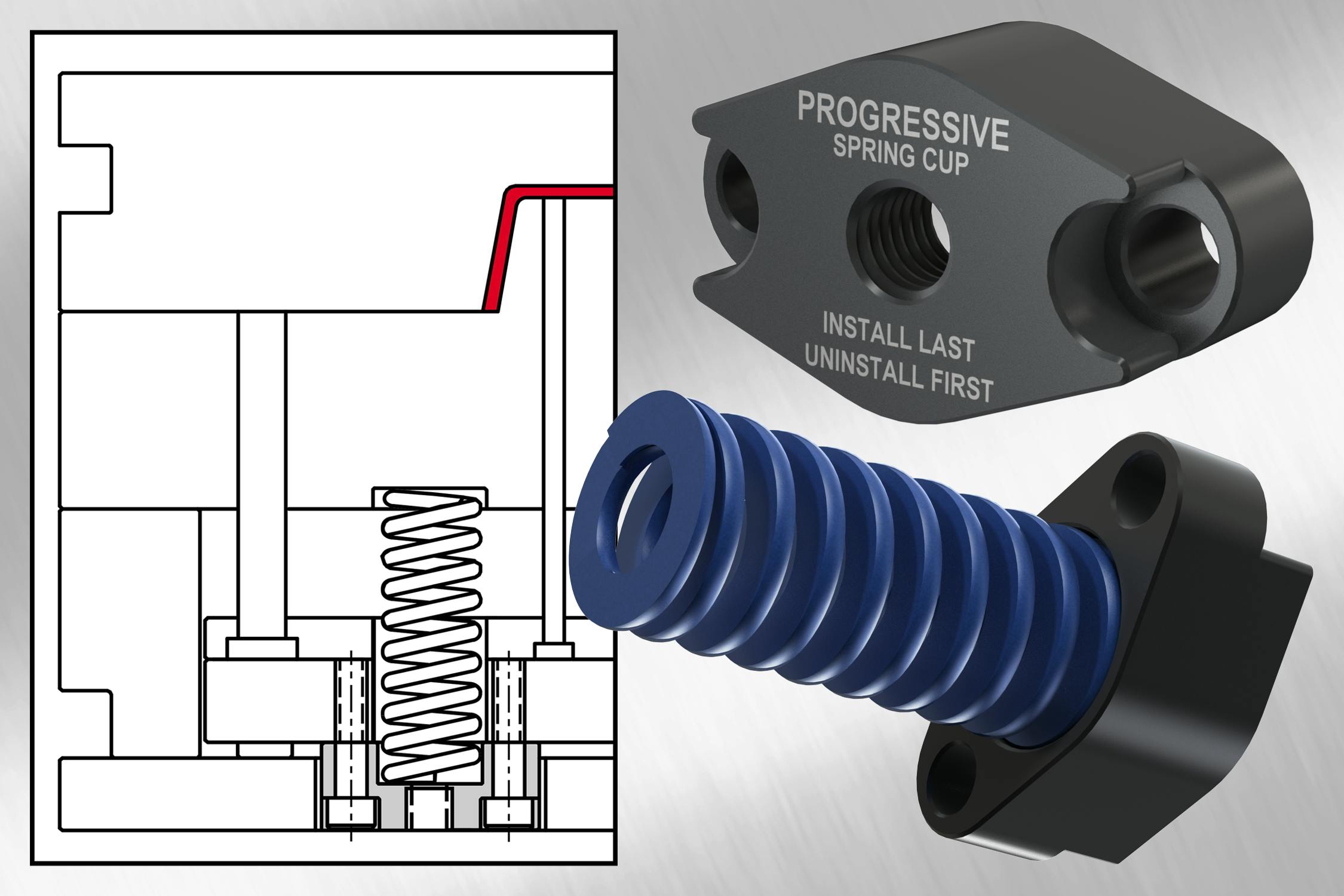 Spring Cups from Progressive Components make mold assembly easier and safer.