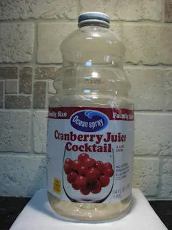 This 1985 Ocean Spray bottle is part of Dan Weissmann's collection of historic plastic bottles. This 1985 Ocean Spray bottle is part of Dan Weissmann's collection of historic plastic bottles.