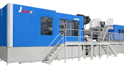 JSW joined the big, electric injection molding machine trend in June when it introduced the two-platen 4,400-ton J4000F-22000H. JSW joined the big, electric injection molding machine trend in June when it introduced the two-platen 4,400-ton J4000F-22000H.