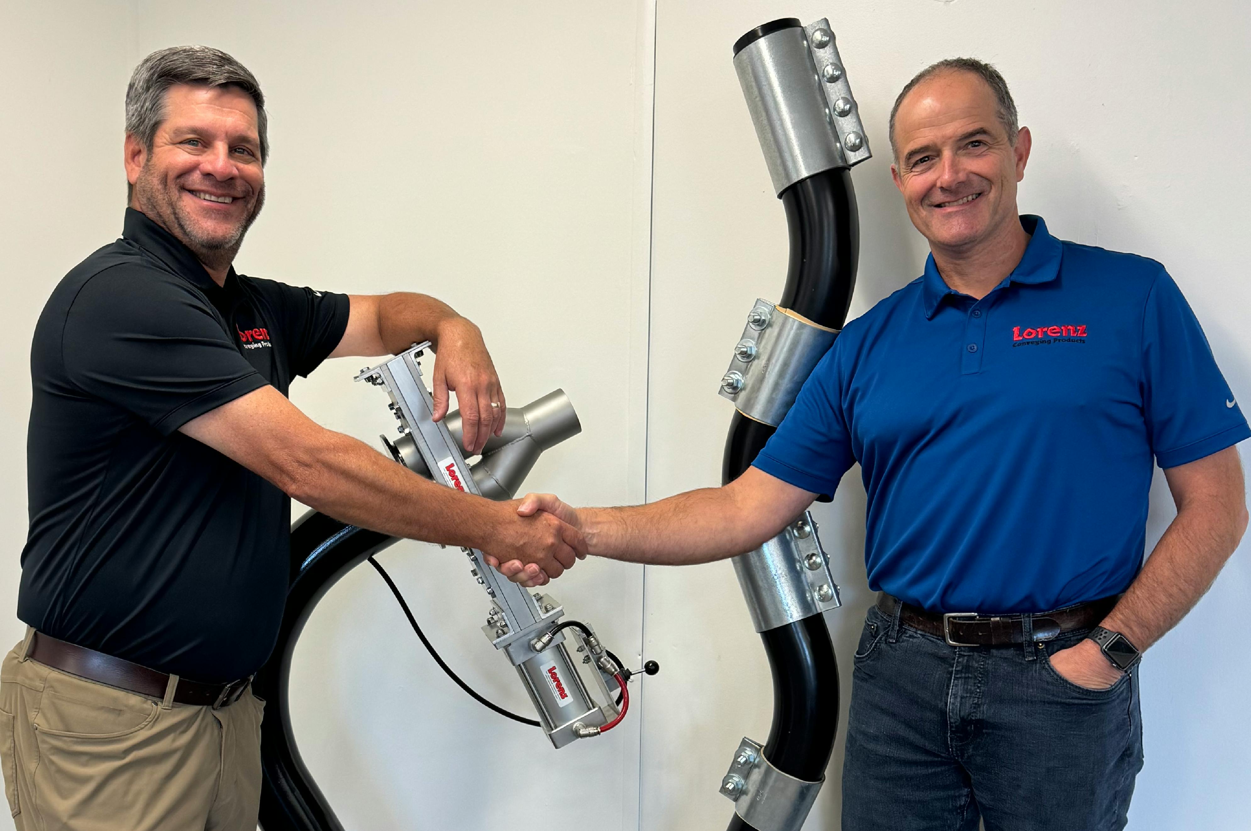 Tony Thill, left, president and CEO, and Brian Bruce, VP and general manager, of Lorenz Conveying Products.