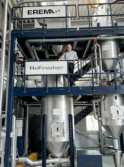 Erema's ReFresher odor-reducing technology can now connect to the PLC of the recycling machine it's working with. Erema's ReFresher odor-reducing technology can now connect to the PLC of the recycling machine it's working with.