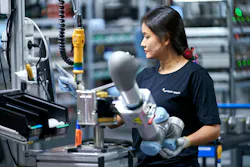 A female worker on Universal Robots' production line at the company's global HQ in Odense, Denmark. A female worker on Universal Robots' production line at the company's global HQ in Odense, Denmark.