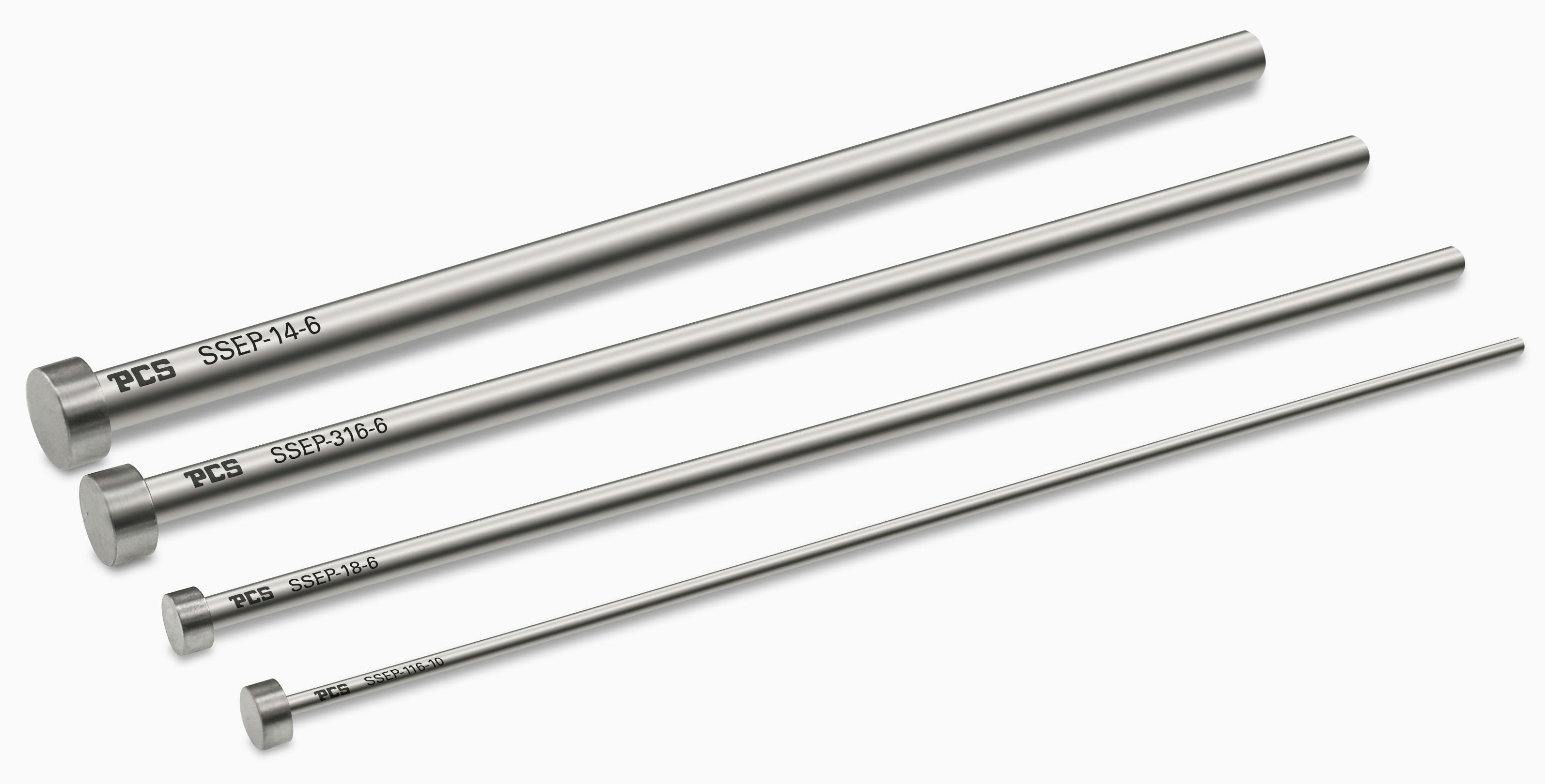 These corrosion-resistant PCS ejector pins are available in inch and metric versions.