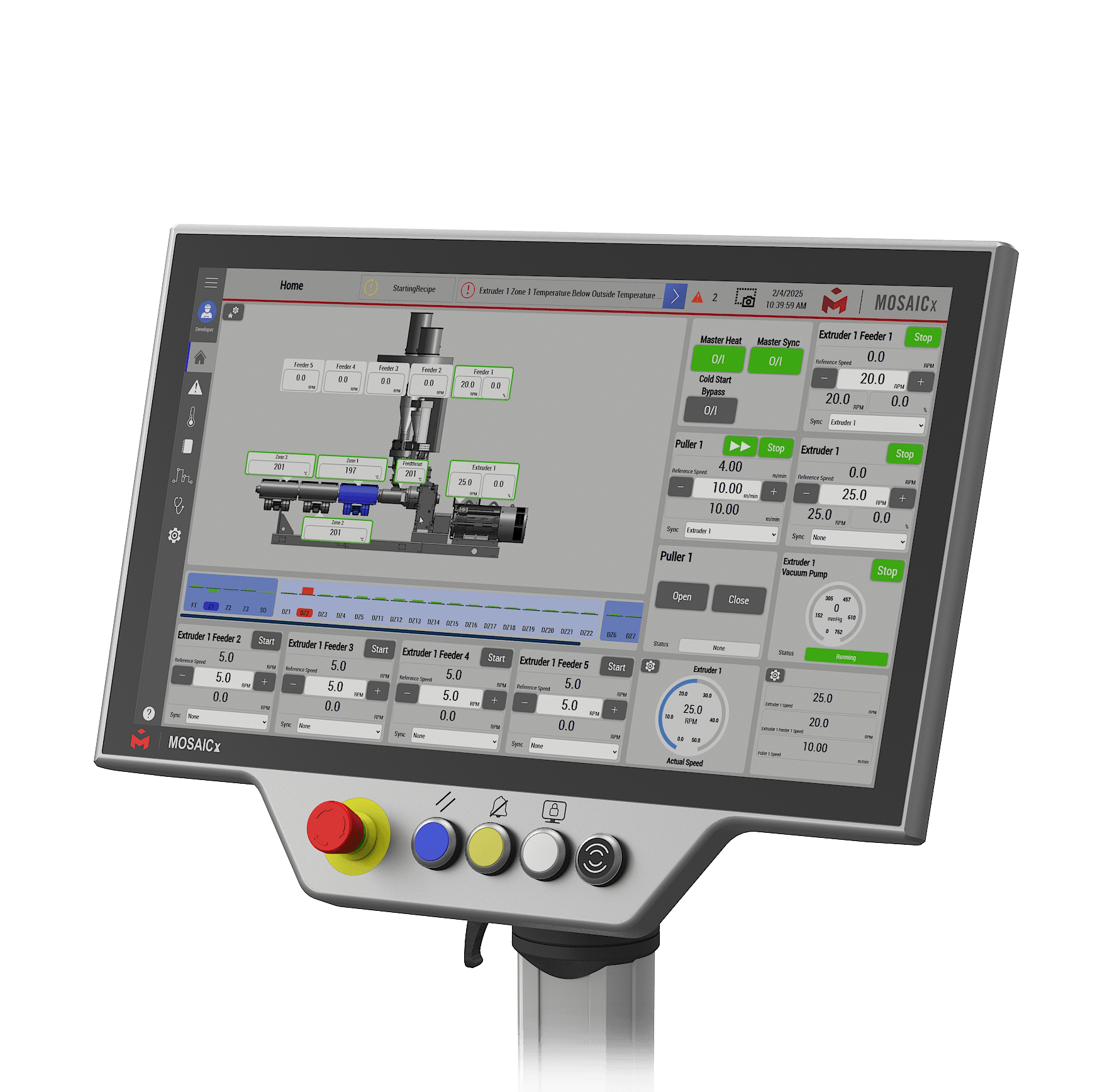 MosaicX, the latest version of Milacron's extrusion control.