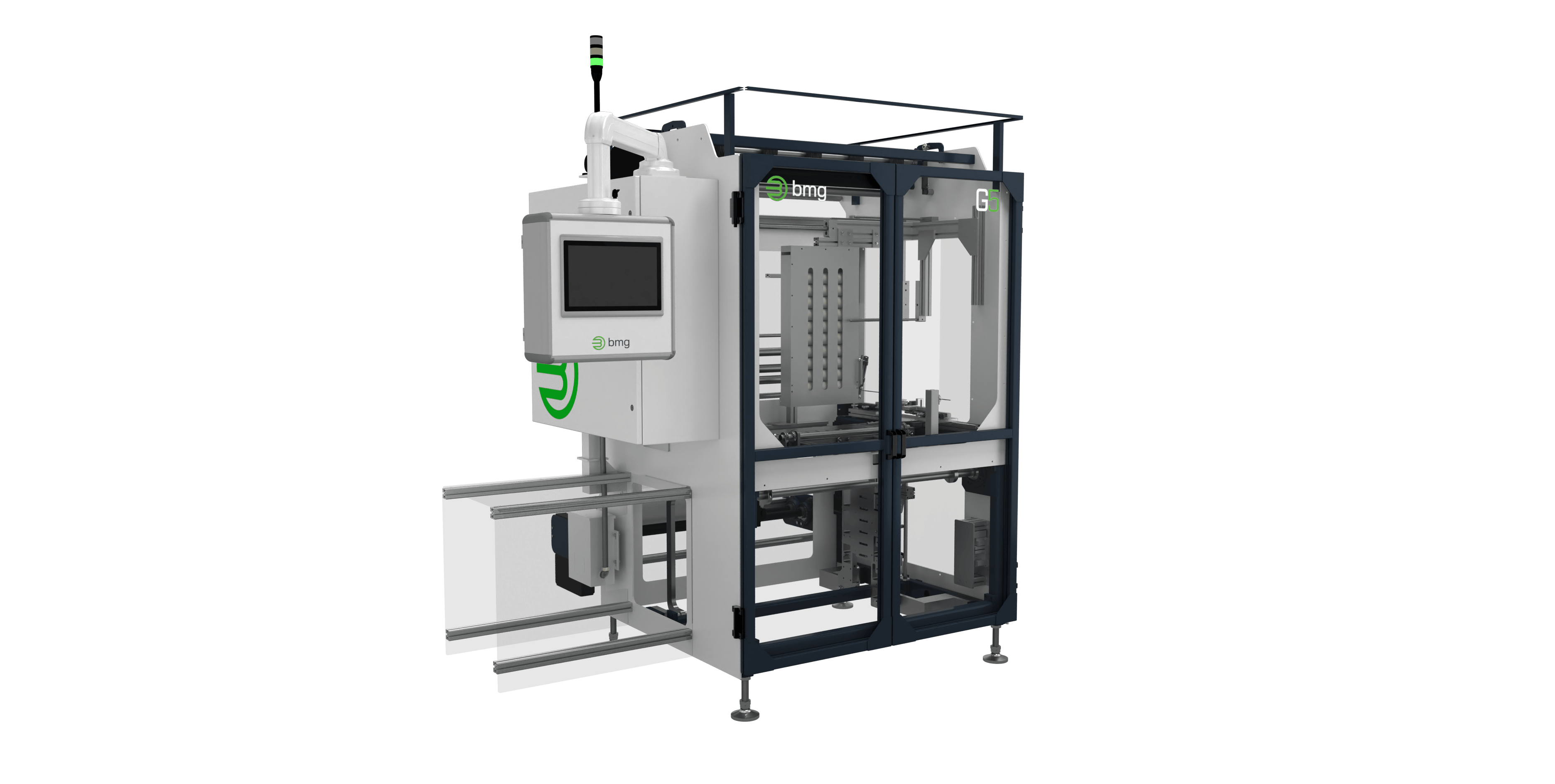 BMG's G5 automated wrapping system can achieve up to 60 cycles per minute.