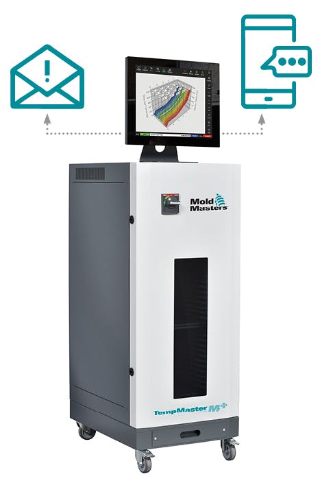 Several Mold-Masters TempMaster hot-runner controls, including this TempMaster M2+, now have enhanced alert features.
