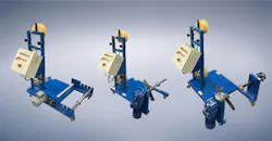 From left, the Rim Drive, Shafted and Shaftless Light Duty Payout systems from Reel Power. From left, the Rim Drive, Shafted and Shaftless Light Duty Payout systems from Reel Power.