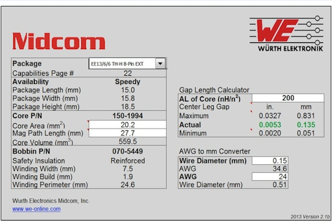 Gap Calculator Desk Tool Power Electronics