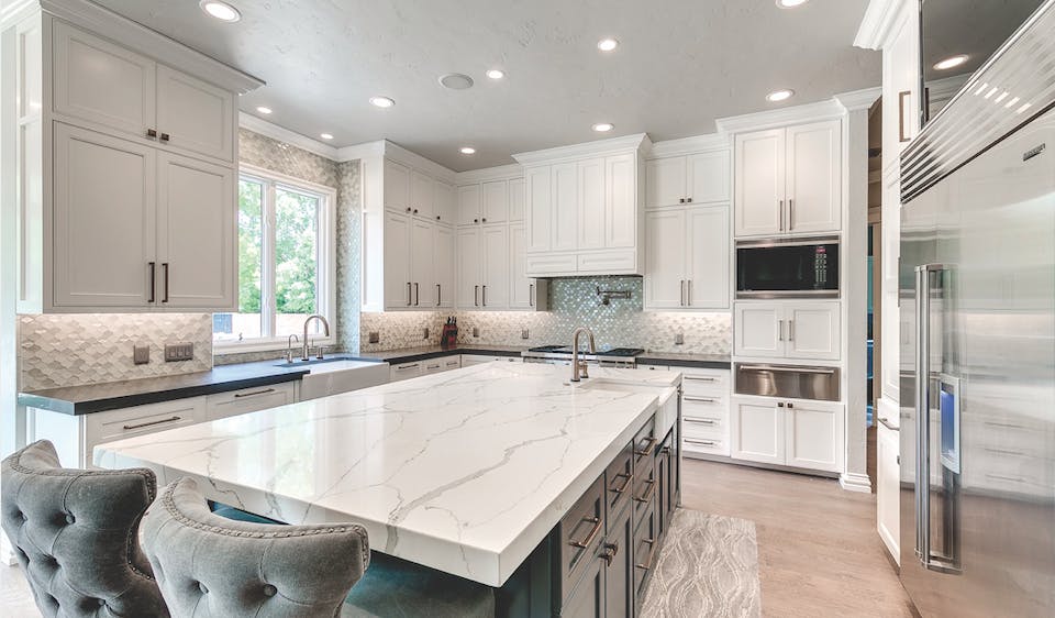 Surfacing, cabinets and cabinet components, and a new toilet flushing technology were some of the products readers wanted to know more about in the K+B category. (Photo: courtesy Architectural Surfaces Group)