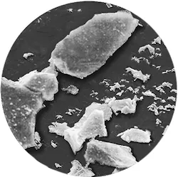 Close-up view of silica dust particles under microscope Close-up view of silica dust particles under microscope