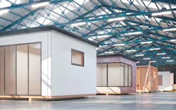 Proponents for factory-built homes say this technique saves time and labor. Proponents for factory-built homes say this technique saves time and labor.