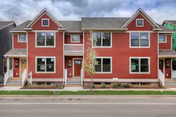 close-up of townhomes on Logan Street, Tapestry Square close-up of townhomes on Logan Street, Tapestry Square