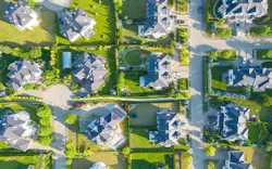 Aerial view of a luxury single-family home community Aerial view of a luxury single-family home community