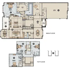 House Review-GMD Design Group-The Oxley-main floor and top floor plans House Review-GMD Design Group-The Oxley-main floor and top floor plans
