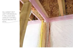 Sill gasket air sealing top wall plate below the attic Sill gasket air sealing top wall plate below the attic