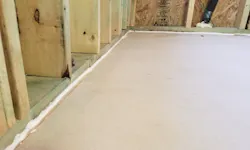 Caulk with sill seal tape at sill plate of exterior walls Caulk with sill seal tape at sill plate of exterior walls