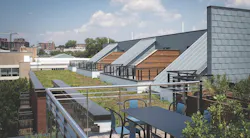 Rheinzink America’s architectural-grade zinc cladding for roofs, showing standing seam Rheinzink America’s architectural-grade zinc cladding for roofs, showing standing seam