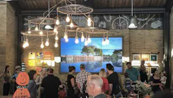 Tesoro Viejo Hub sales office welcome center screens showcase the housing development Tesoro Viejo Hub sales office welcome center screens showcase the housing development