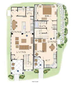 first floor plan for infill housing development Black Mountain Cottages first floor plan for infill housing development Black Mountain Cottages